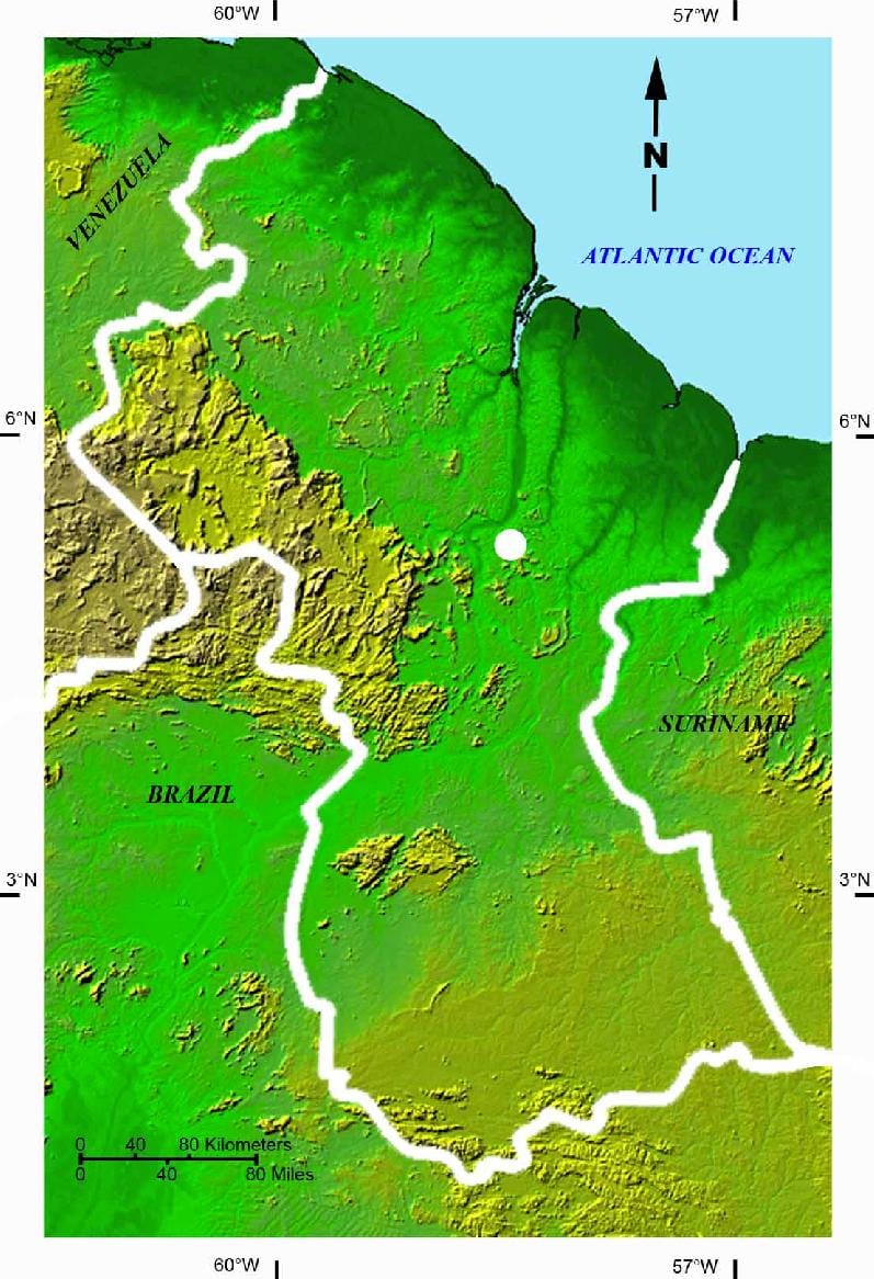 के मानचित्र सैटेलाइट का नक्शा गुयाना