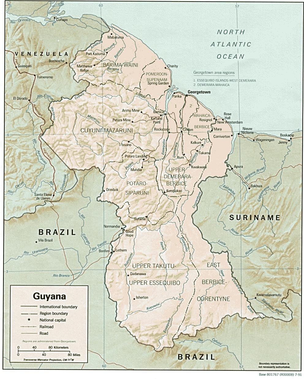 दिखा नक्शा amerindian बस्तियों में गुयाना