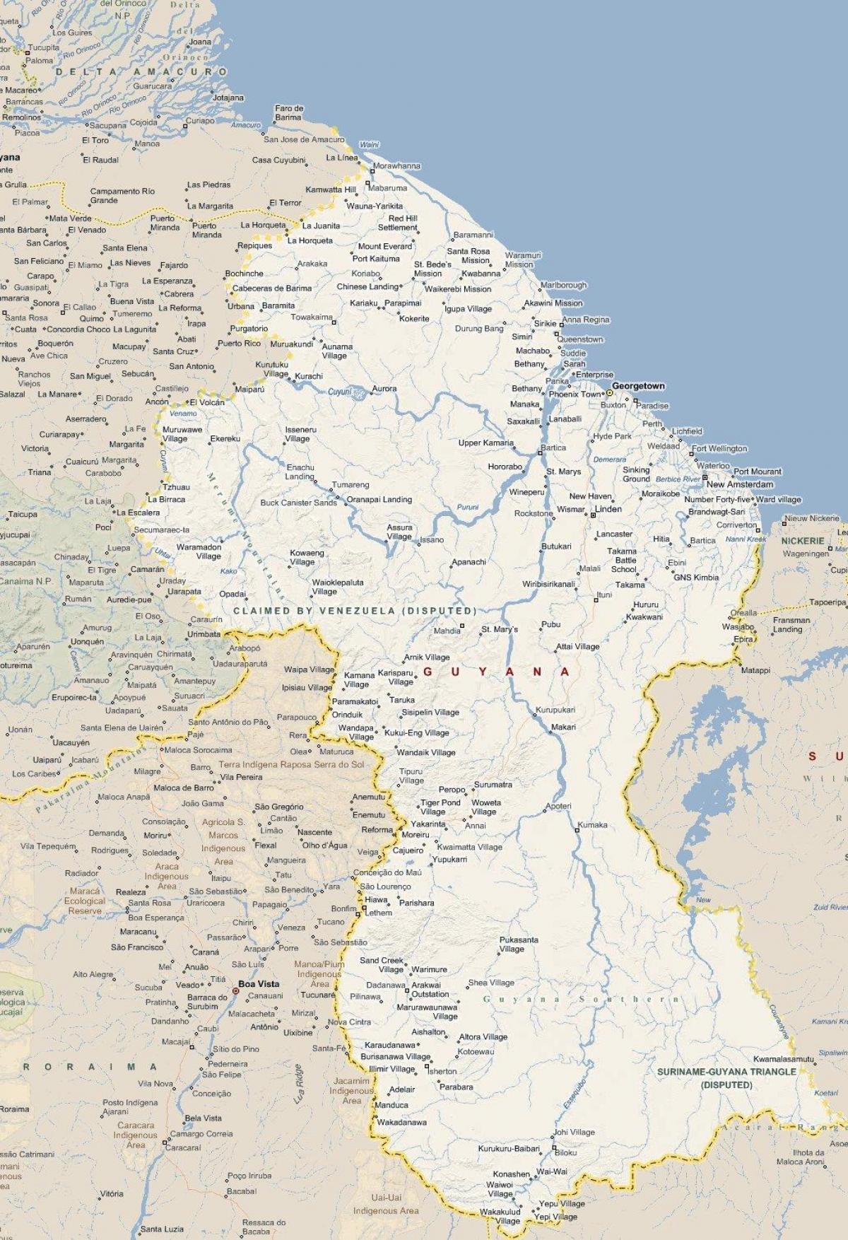 नक्शे के विस्तृत नक्शे के गुयाना
