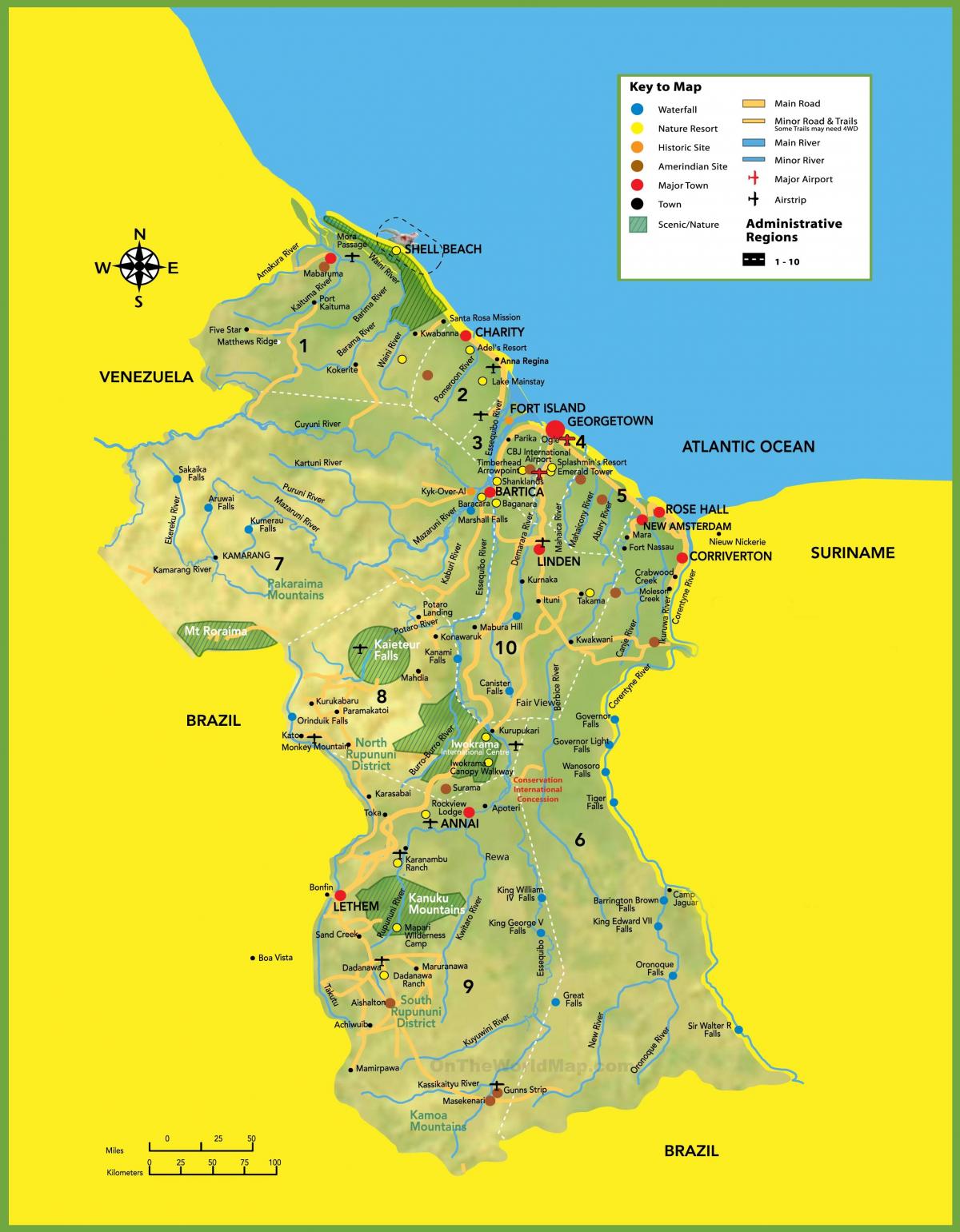 के नक्शे की तस्वीर गुयाना