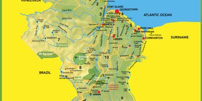 के नक्शे की तस्वीर गुयाना