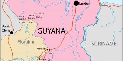 नक्शा गुयाना के स्थान पर दुनिया